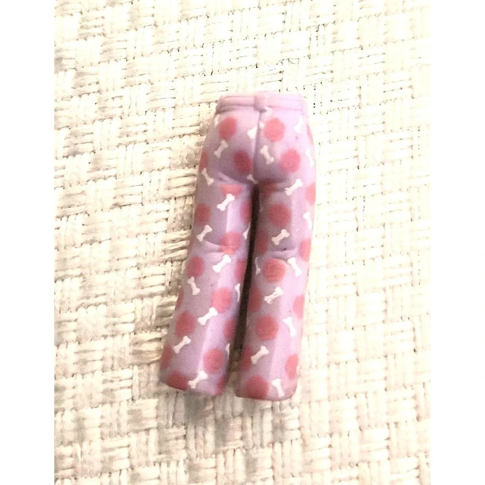 Polly Pocket Doll Dog Themed Rubber Pajama Bottoms Purple Pink Bone Print